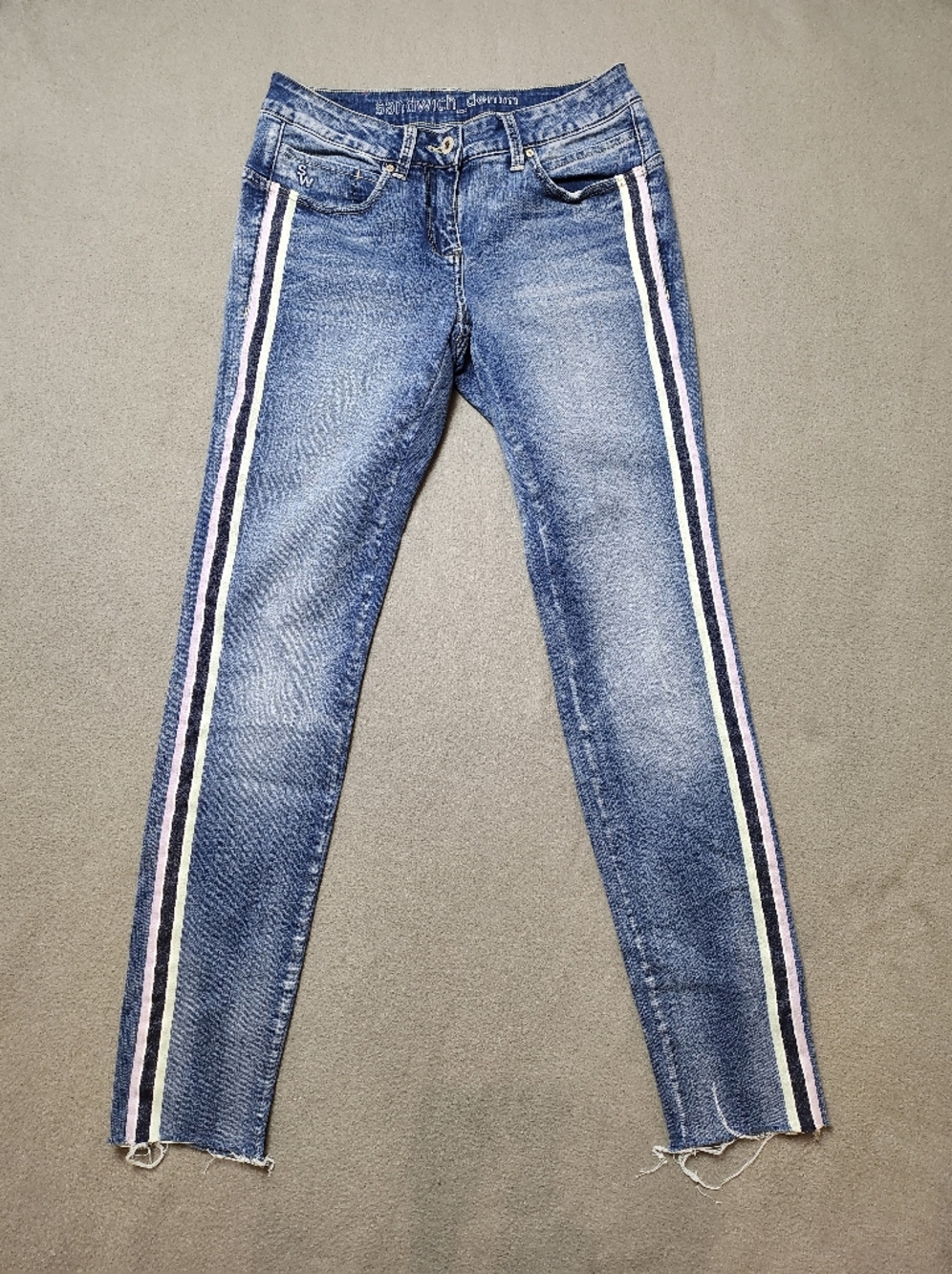 Anthropologie Sandwich Rainbow Stripe Denim slim fit skinny jeans